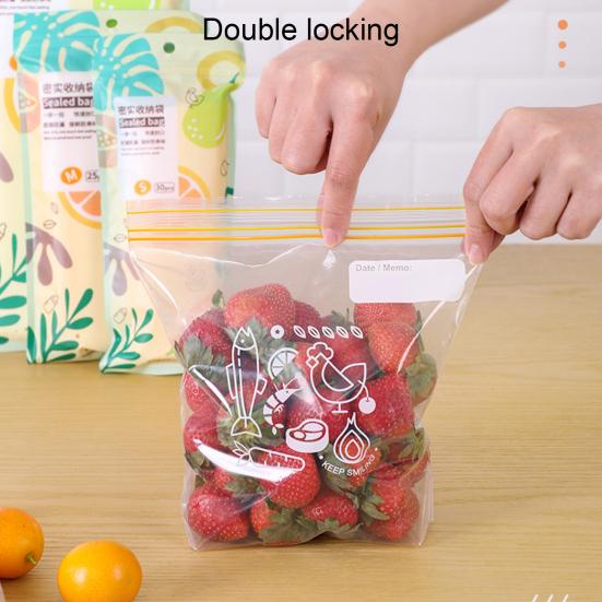 1 set matförvaringspåse väl försluten dubbel dragkedja Flerfunktionsåteranvändbara gallon fryspåsar för hemmet