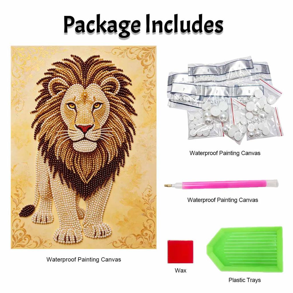 Majestic Lion Pearl Kit DIY 5D Rhinestone Art Craft for Adults Family Party Decoration Handmade Gift
