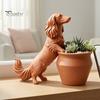 Novelty Desktop Plant Pot 3D Printed Long Haired Dachshund Planter, Cute Dog Flowerpot for Cactus Air Small Green Plants Succulents, Decorative Puppy