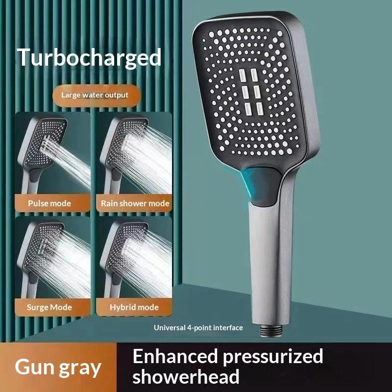 High Pressure Handheld Shower Head 4 Spray Modes Large Water Flow For Home Shower Use Easy To Install