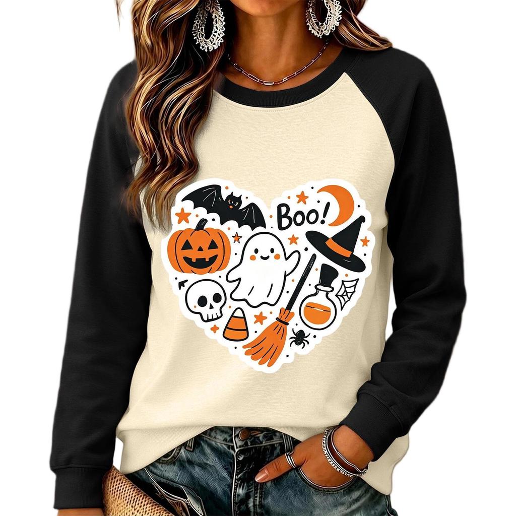 Damen Halloween Pullover Sweatshirt mit Aufdruck und süßem Design für die Feiertage