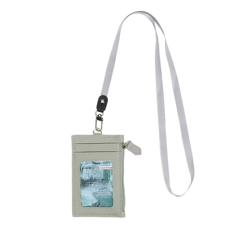 Casual Fashionable Pu Card Bag With Zipper Loose Change Bag With Hanging Rope Men'S And Women'S Card Mini Coin Bag Multiple Card Slots Id Card Bag
