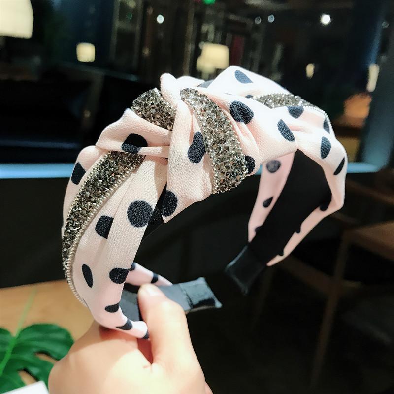 New polka-dot knotted headband wide-brimmed diamond hairband fabric light luxury hair accessories