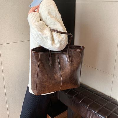Retro-Tasche mit großer Kapazität für Damen, 2025 neu, koreanische vielseitige einfache Tragetasche, für den Weg zur Arbeit, Schulter-Achseltasche