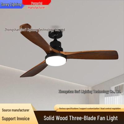 52-Inch Solid Wood Ceiling Fan with Light - Variable Frequency for Living Rooms and Restaurants