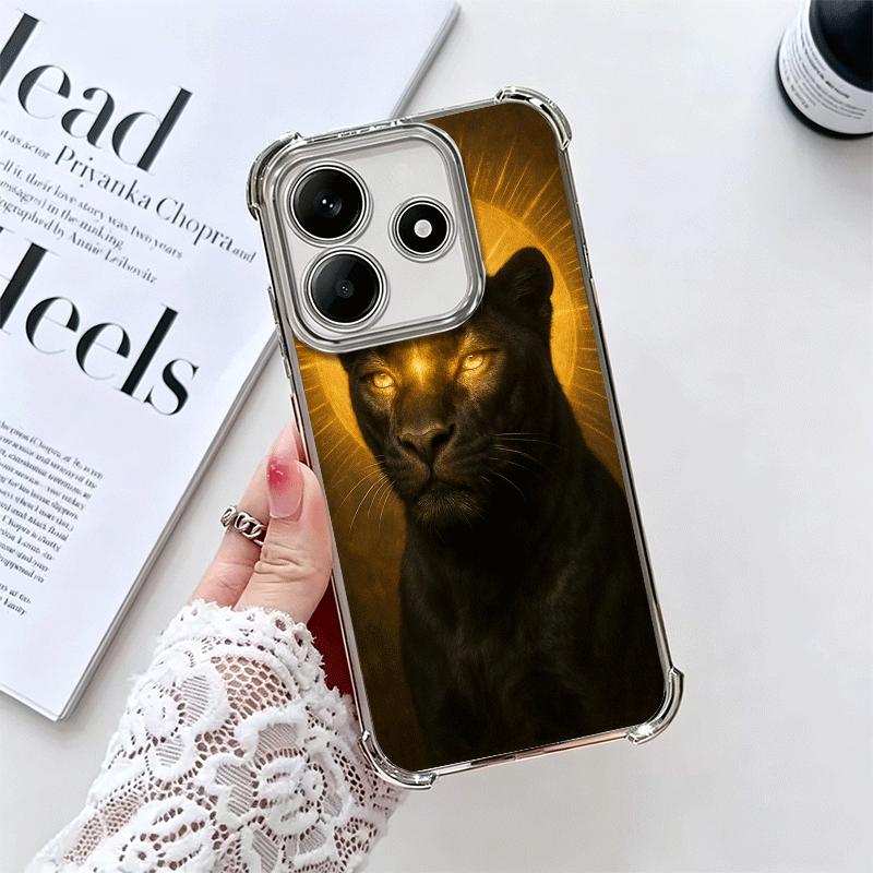 

Black Panther Cool Animal Plating Phone Case For Xiaomi Redmi Note 14 15 Pro Plus 13 12 11 11S 11T 10 9S 9 5G Anti-Fall Airabag Redmi Note 9S