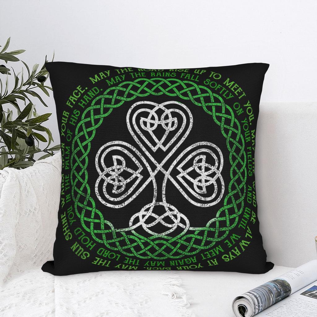 Irish Blessing Celtic Knot 4 Leaf Clover Luck Patricks Day Pillow Case Morden Pillow Cover Comfy Pillowcases For Sofa Home Decor