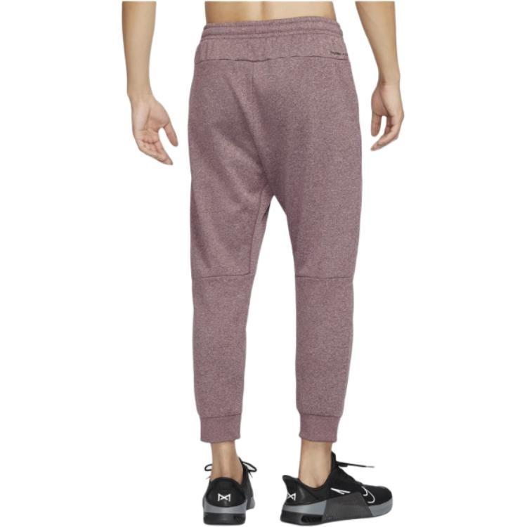 Nike Therma FIT Lace Up Fashion Versatile Fleece Lined Knitted Sweatpants Men's Bright Burgundy Red FZ1075-652