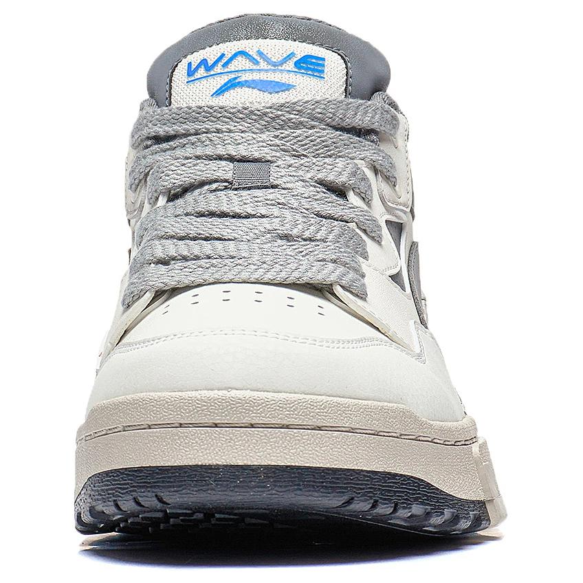 Li Ning We Wo Comfortable Versatile Trendy Slip Resistant Durable Mid Top Casual Shoes Men Casual Shoes Gray White AGCT223-3