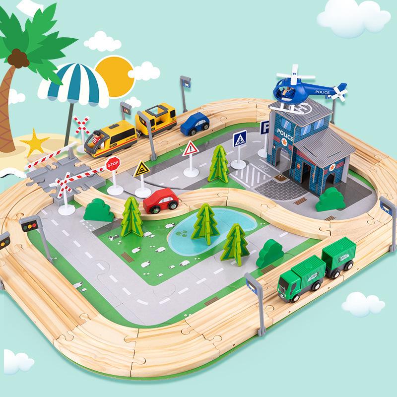 

Набор деревянной железной дороги из 70 деталей для детей 2-7 лет: Интерактивная обучающая игрушка