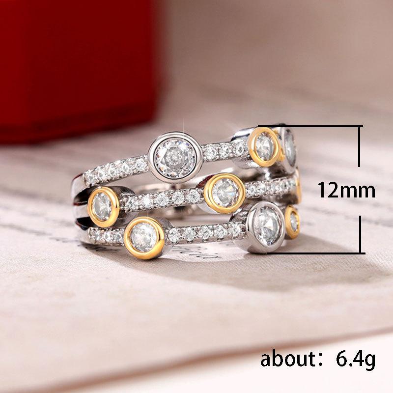 Huitan Hollow Design Women Ring with Shiny Round Cubic Zirconia for Party Trendy Accessories Personality Daily Delicate Jewelry