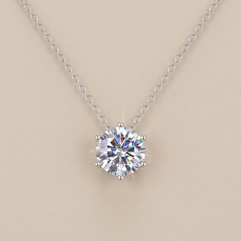 

Single moissanite necklace women s new 2 sweater chain light luxury niche design premium collarbone neck chain 6.5mm/1.0 carat
