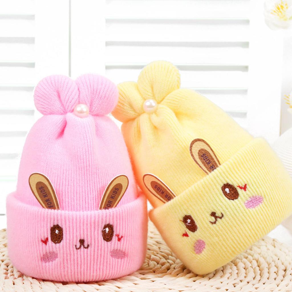 Knitted Baby Hat Girls Boys Winter Hat Windproof Handwoven Bonnet Caps Newborn Hospital Hat Cute Rabbit Ears Crochet Hat