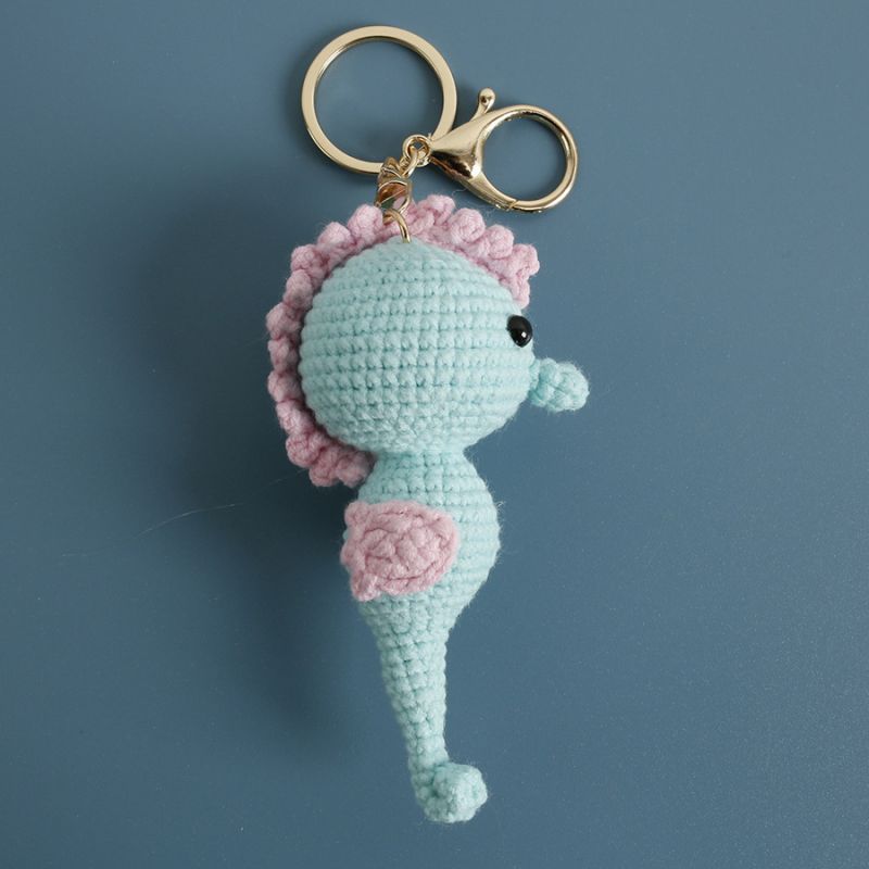Schattige Zeepaardje Pop Sleutelhanger Handgemaakt Zee Dieren Serie Haak Sleutelhanger Voor Tas Hanger Gebreide Sleutelhangers Op Maat Gemaakt Accessoire
