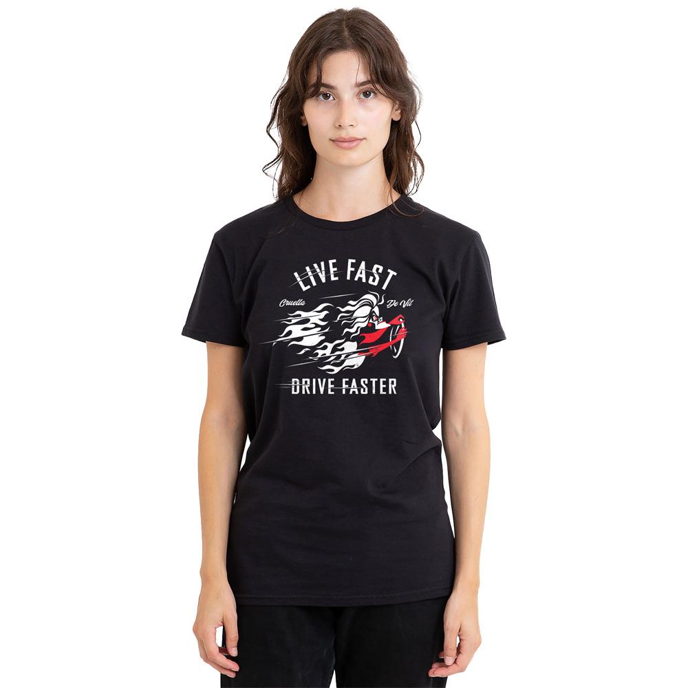 Disney Villains Unisex Adult Live Fast, Drive Faster Cruella De Vil T-Shirt