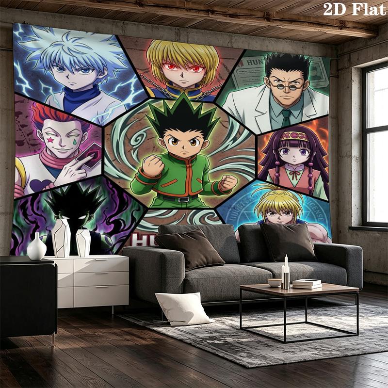 Hunter X Hunter Wall Tapestry Aesthetic Wall Hanging Printed Fabric Blanket Decorative Tapestries For Bedroom Living Room Home Decor