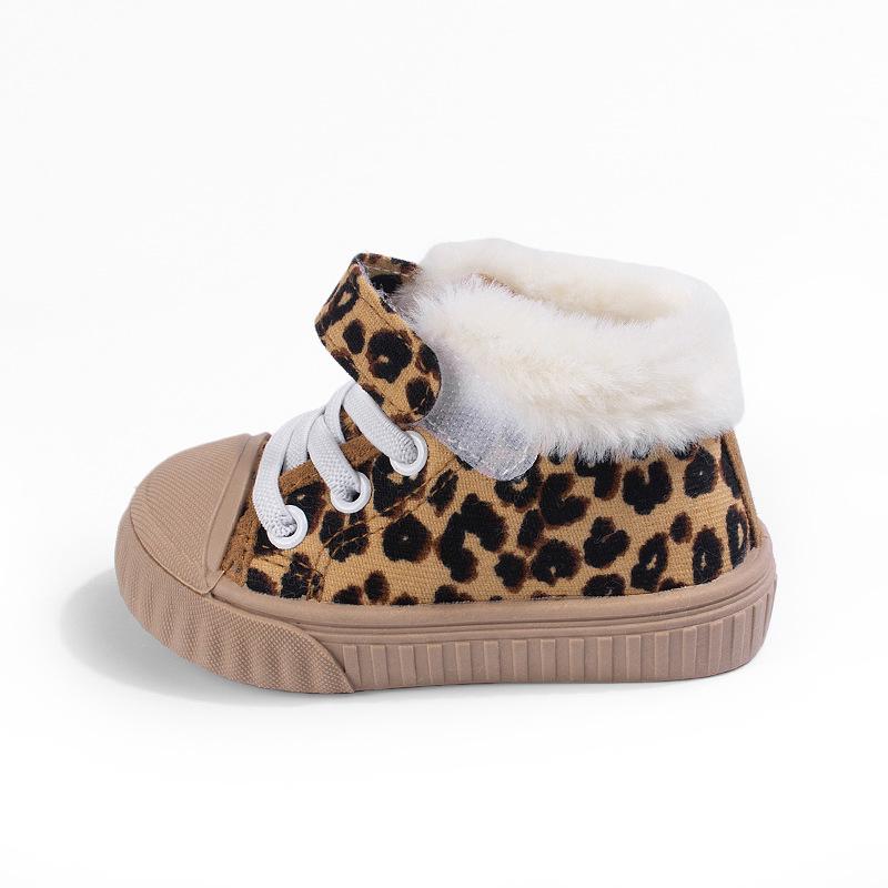 

Unisex Winter Plush Cotton Velcro Boots - Soft Sole, Warm & Casual for Toddlers/Children 14.0cm верблюд/леопардовий