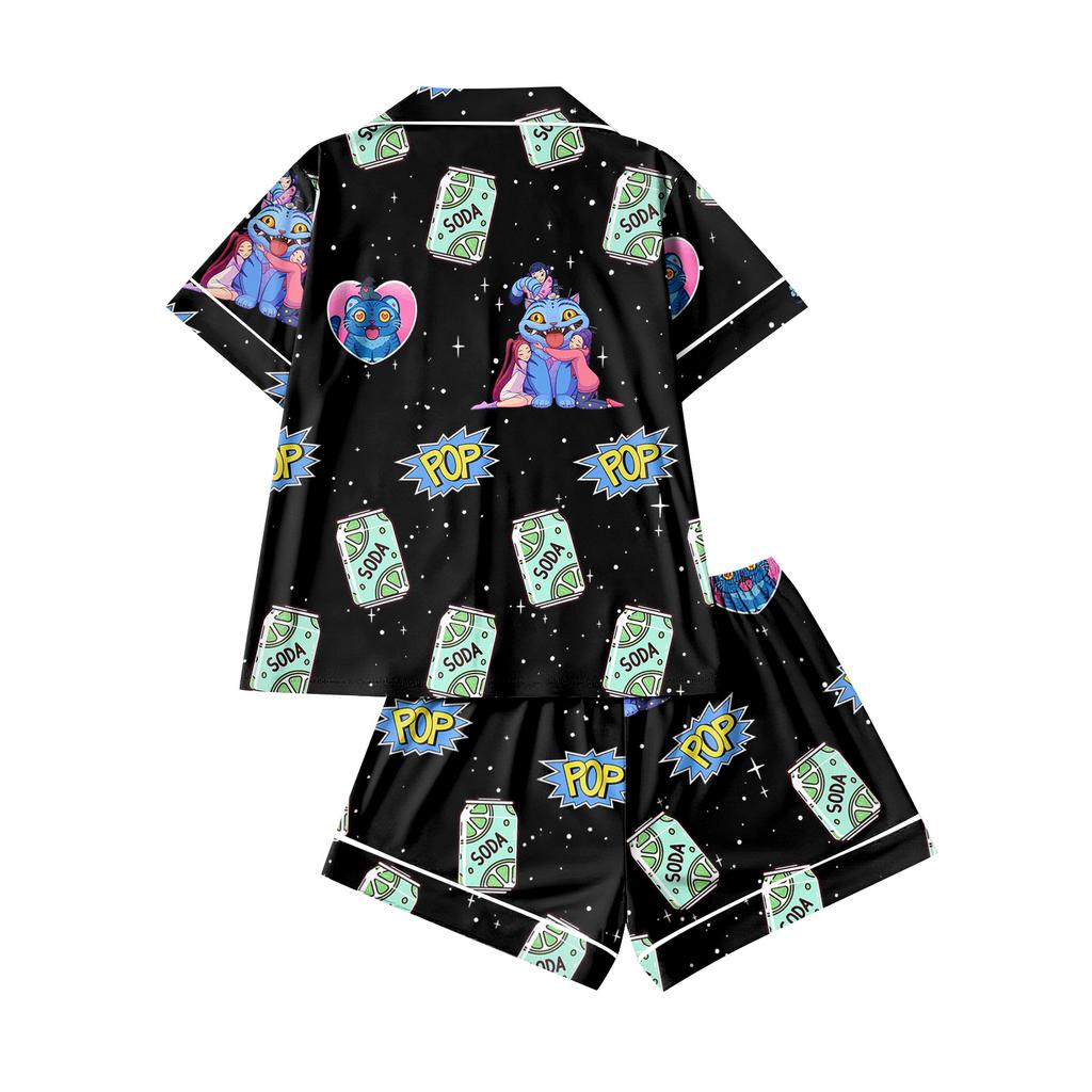 Children's Home Clothes Pajamas Set Short-sleeved Top Shorts Two-piece Set Outer Wear Play Cardigan Clothes