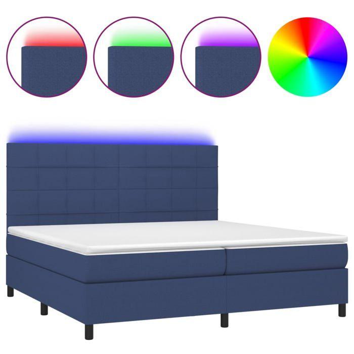 VidaXL Sommier à Lattes de Lit avec Matelas et LED, Lit Rembourré avec Tête de Lit, Lit Double, Lit Adulte de Chambre, 3134907