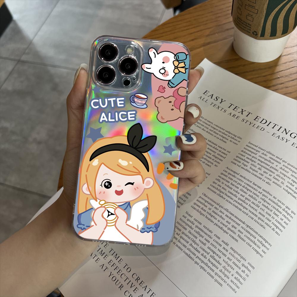 

Лазерный чехол для телефона с рисунком Алисы, Белоснежки, Радуги, прозрачный ультратонкий противоударный чехол из ТПУ с мягкими краями для Infinix Tecno