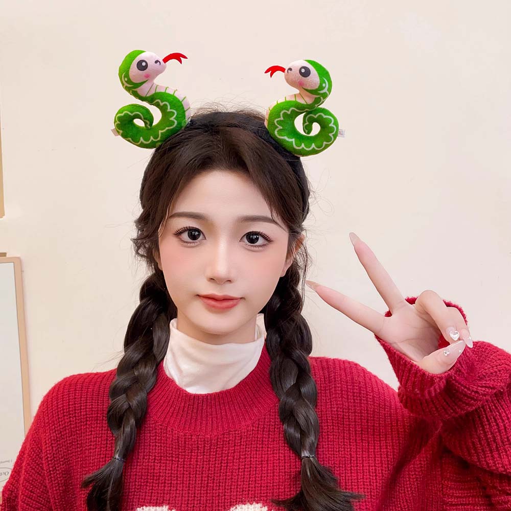 Korean Style Plush Snake Headband Headwear New Year Hair Hoop Creative Plush Snake Hairband  Party