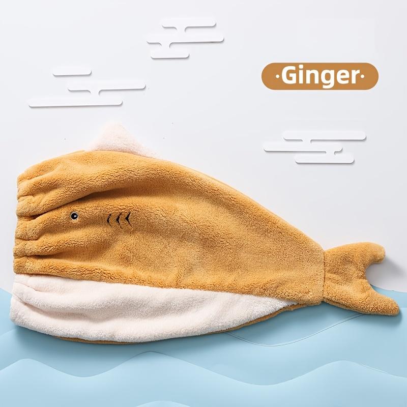 2 peças Touca de Secagem de Cabelo de Lã de Coral Ultramacia com Design de Peixe, Envoltório de Toalha Absorvente de Secagem Rápida, Presente Bonito para Uso Doméstico Mistura de Poliéster, Lavável à Máquina