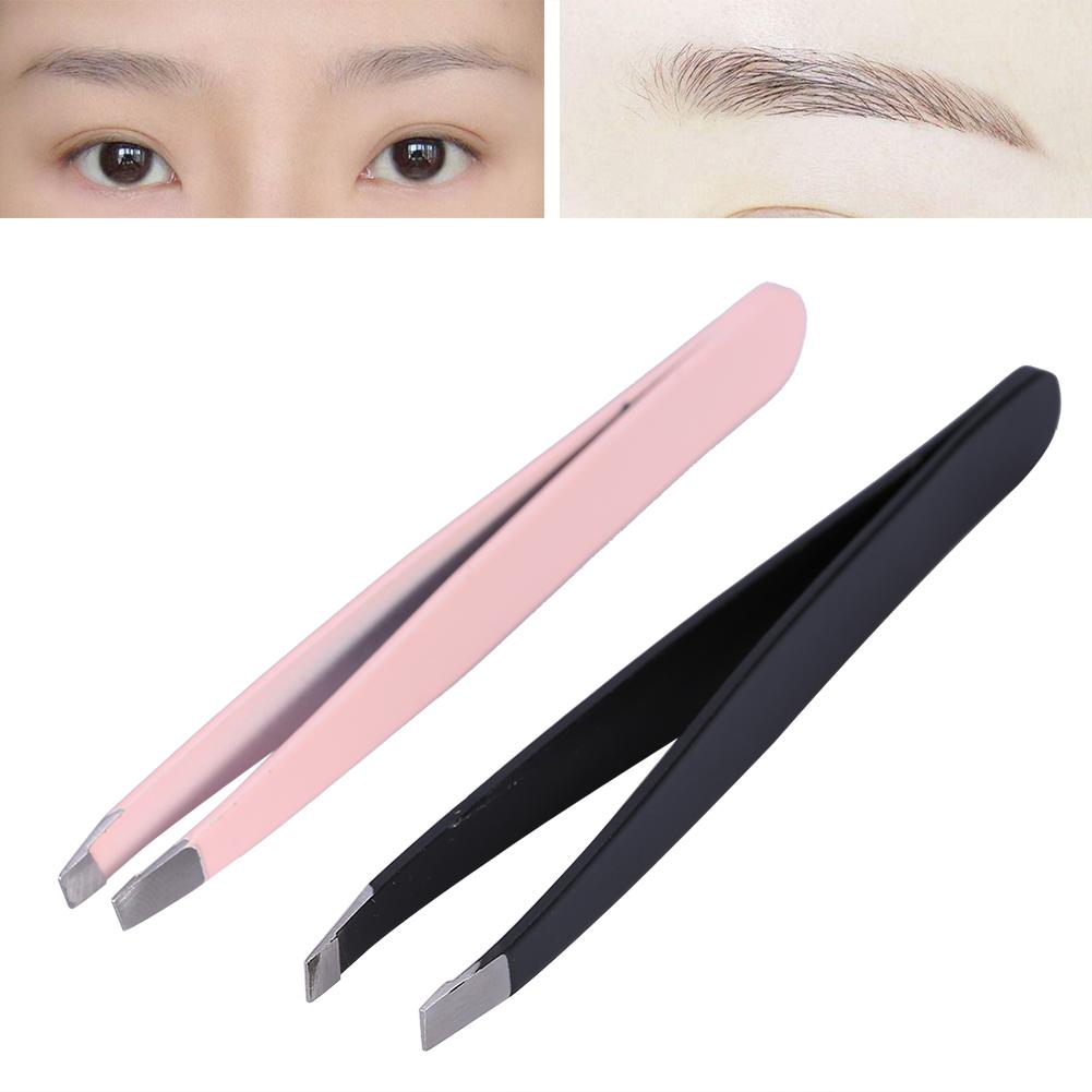 2Pcs/Set Stainless Steel Eyebrow Tweezers Facial Hair Removal Clips Makeup Beauty Tool