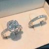 Huitan Ausverkauf Hochzeitssets Ringe für Damen Luxus Eingelegt AAA Zirkonia Mode Damen Verlobungsparty Schmuck Ausgefallenes Geschenk