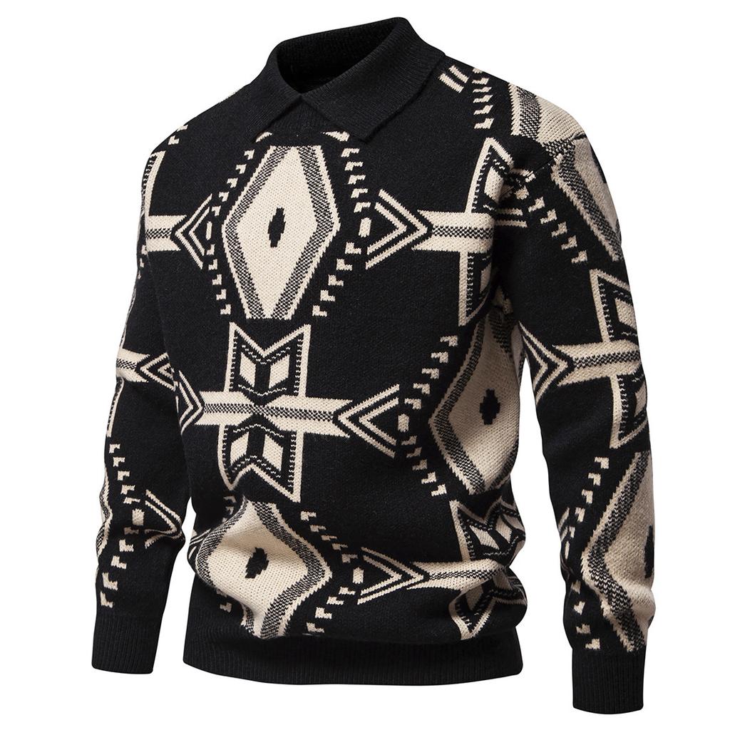 Herren Herbst und Winter Herren Trend Revers Pullover Herren Casual Bottom Herren Casual Strickpullover Pullover