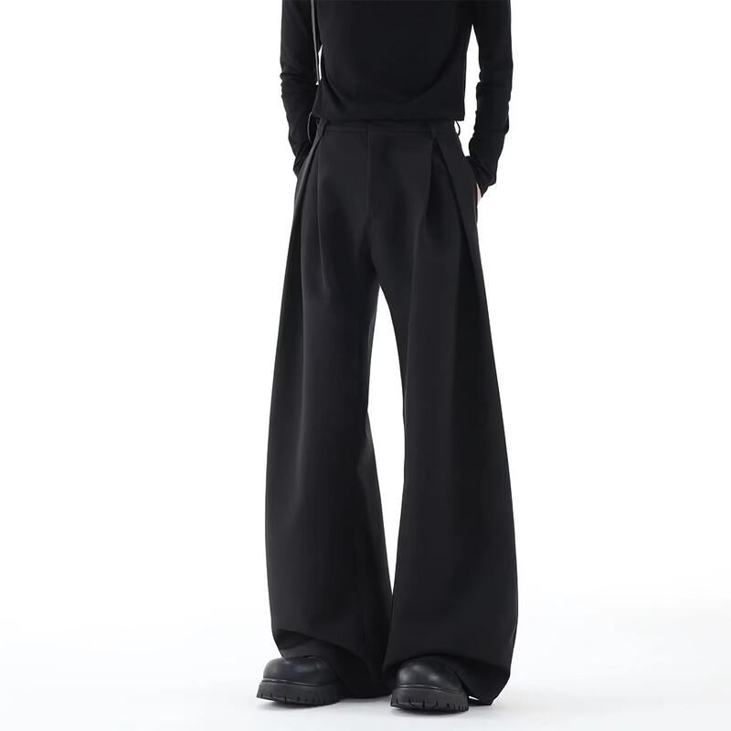 QOTRIOCK Unisex Old Money Pleated Relaxed Fit Trousers