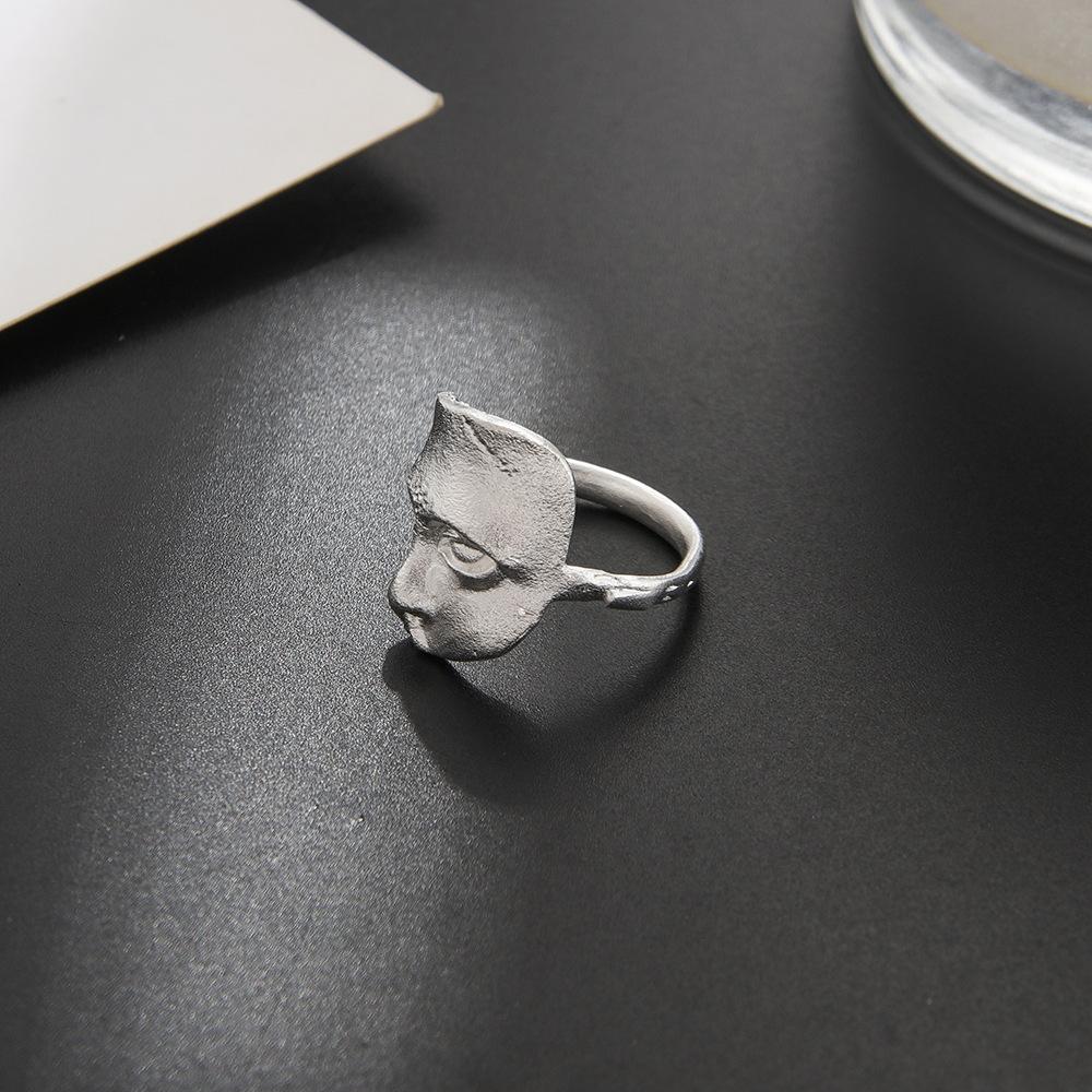 Retro Half Face Mask Adjustable Open Ring Punk Gothic Ring For Women Edgy Jewelry Vintage Creative Art Accessories Unisex Gift