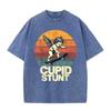 T-shirt Oversize Délavé Acide Graphique Skate Rétro Beige « Cupid Stunt »