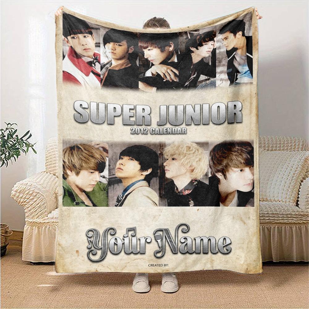 Name Custom Super Junior Print Flannel Blanket High Quality Warm Comfortable Cover for All Seasons Perfect for Gifts Home Decor