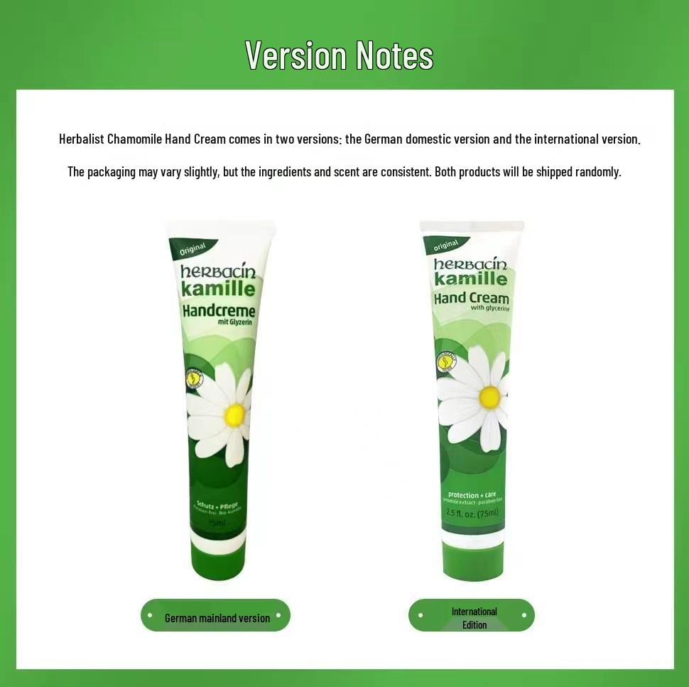 German Chamomile Hand Cream: Moisturizing & Nourishing Anti-Cracking Solution for Smooth, Tender Skin in Autumn/Winter, 75ml. German Version