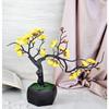 Artificial Cherry Blossom Bonsai Flower with Wooden Pot for Home Decor, Living Room, Center Table, Indoor  (Yellow)