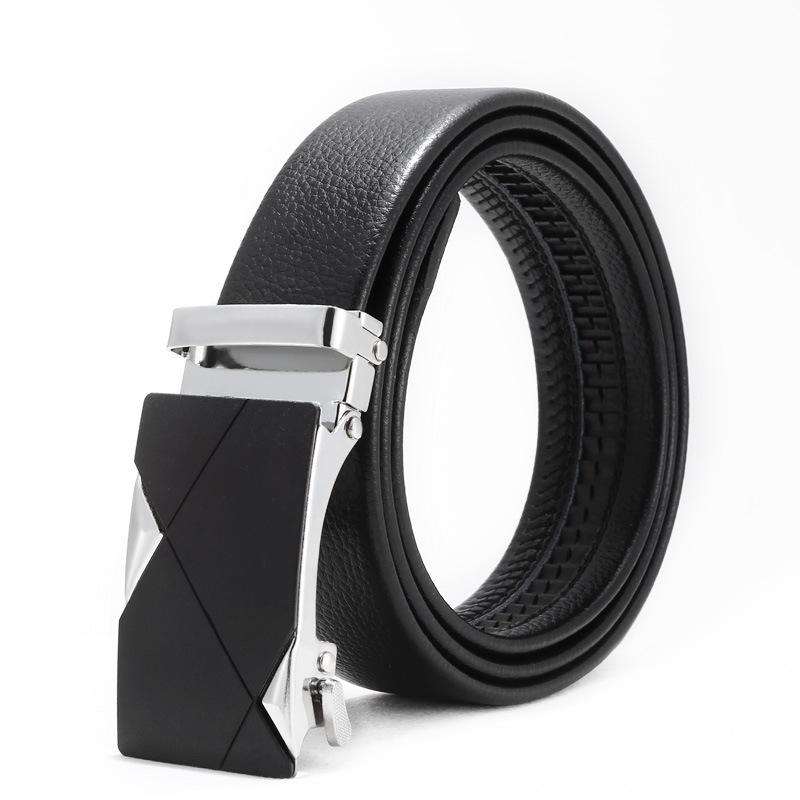 Men'S Belt No Standard Casual Belt Foreign Trade Youth Simple Automatic Buckle Imitation Leather Iron Buckle Belt