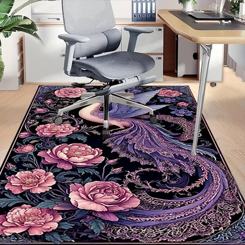 1pc Phoenix Flowers Carpet Anti Slip Polyester Floor Mat for office.Bedroom