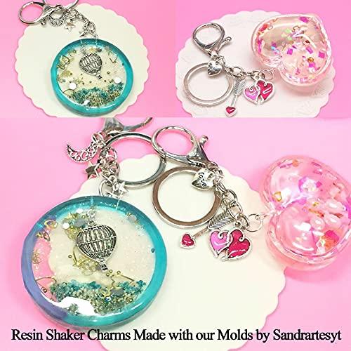 FUNSHOWCASE Shaker Mold Set, Resin Keychain, Strap, Silicone Mold, Film, Holographic Mold, Slicing Stick, Dropper, DIY Beginner Tools, Julie, 133-Piec