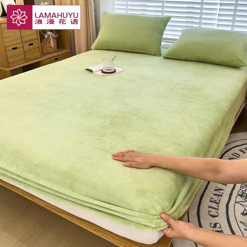 Weiche warme Plüsch Spannbettlaken elastische Matratzenauflage flauschiges Korallenfleece Bettwäsche Winter Paar Luxus Doppelbett Bettwäsche