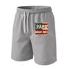 Men's Drawstring Waist Casual Shorts with Flag Graphic Elastic Adjustable Fit Lightweight Relaxed Style for Everyday Wear