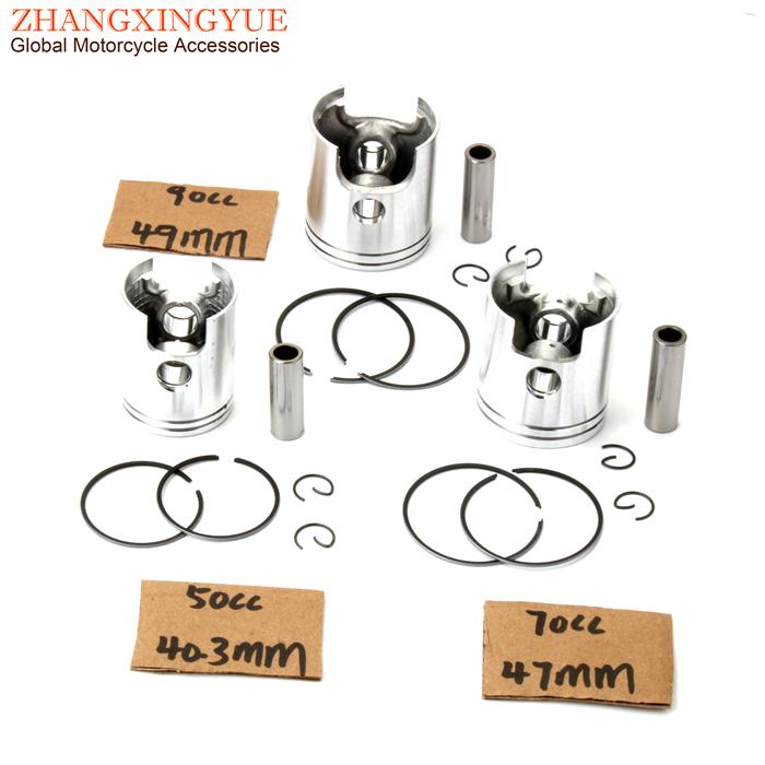 50cc 70cc 90cc 40.3mm 47mm 49mm Piston Kit For CH Racing WSM WXE 50 2003-2005 AM6 2-Stroke Minarelli Engine