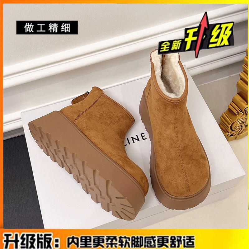 

Кожаные ботинки на платформе женские зимние новые бархатные женские туфли на высокой подошве верхняя одежда утолщенные теплые хлопковые ботинки 40