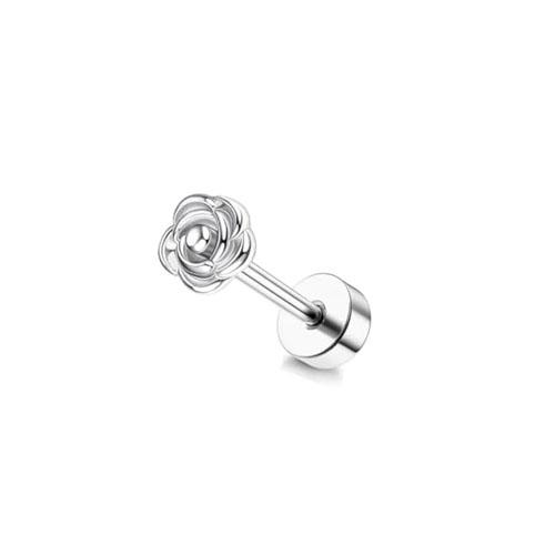 Drperfect Cartilage Earring Stainless Steel Helix Opal CZ Stud Earrings for Women Butterfly Flat Back Cartilage Piercing Jewelry