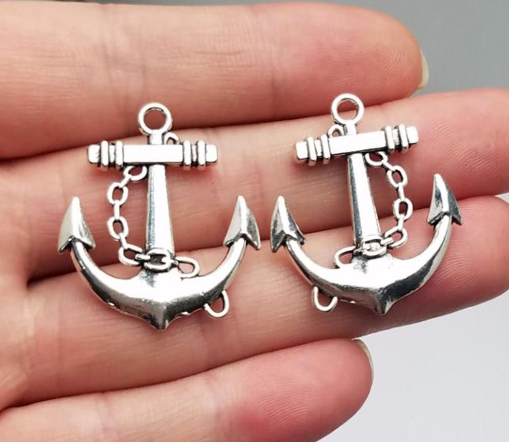 

10pcs/lot--31x27mm Silver Gold Bronze Plated Anchor Charms Pendant for DIY Keychain Supplies Jewelry Making Findings Accessories античный серебряного