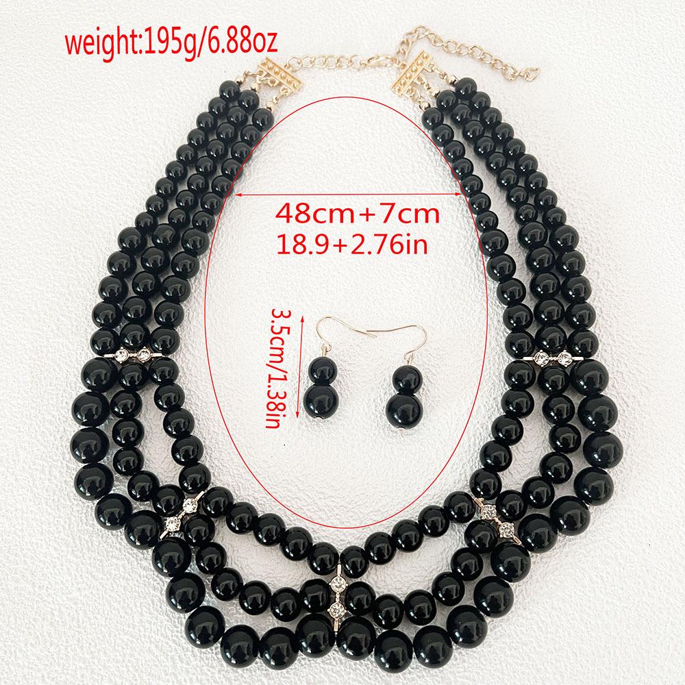 Versatile glass imitation pearl necklace, earrings, cover chain, small fragrant style, court retro temperament, high-end accessories for women