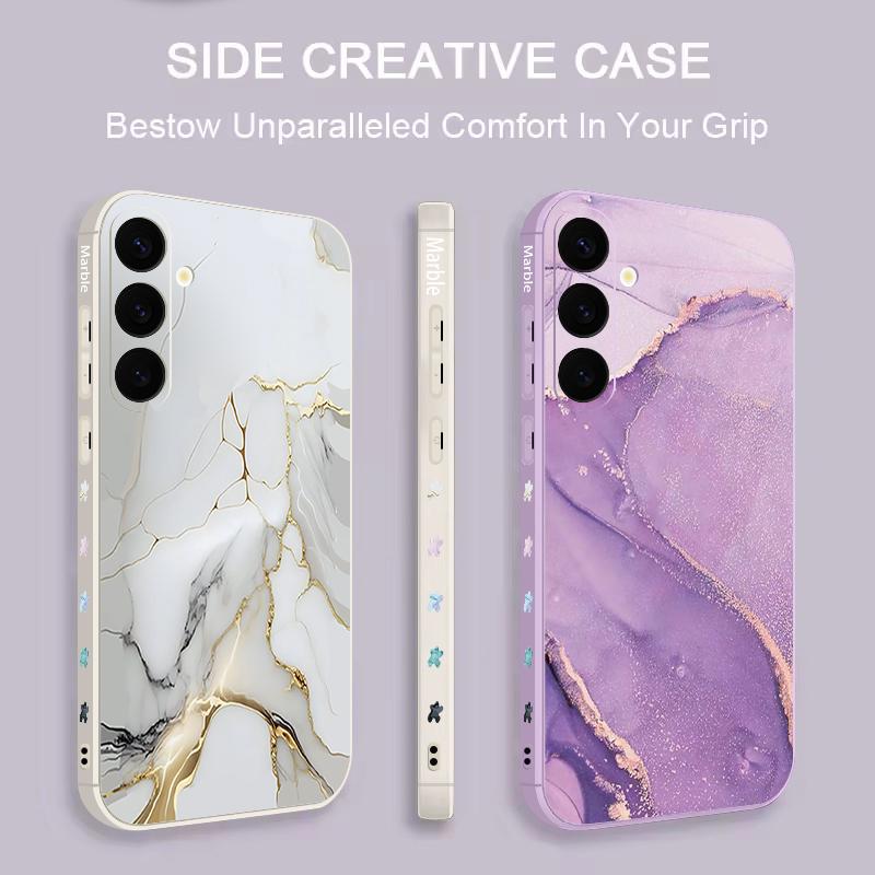 Golden Marble Pattern Case For Samsung Galaxy S26 S25 Ultra S24 S23 S22 Plus S21 FE A15 A16 A17 A35 A36 A54 A55 A56 5G Soft Cover