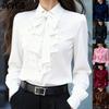 Women's Fashion Casual Spring Autumn Solid Color Print Long Sleeve POLO Neck Blouses & Shirts