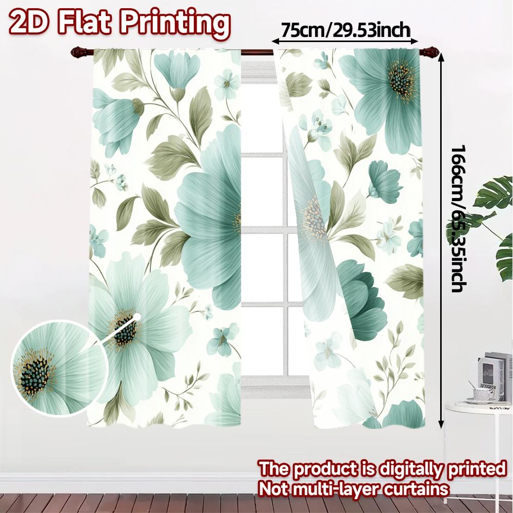 2D FLAT PRINTING 2pcs Curtains (Without Rod) Floral Elegance Design (7) Saint Patrick is Day Festival Chic Print Curtains