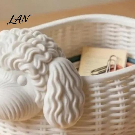 Small Object Holder Poodle Shaped Storage Organizer, 3D Print Decorative Ornament, Plastic White Figurine Container for Objects And Jewelry