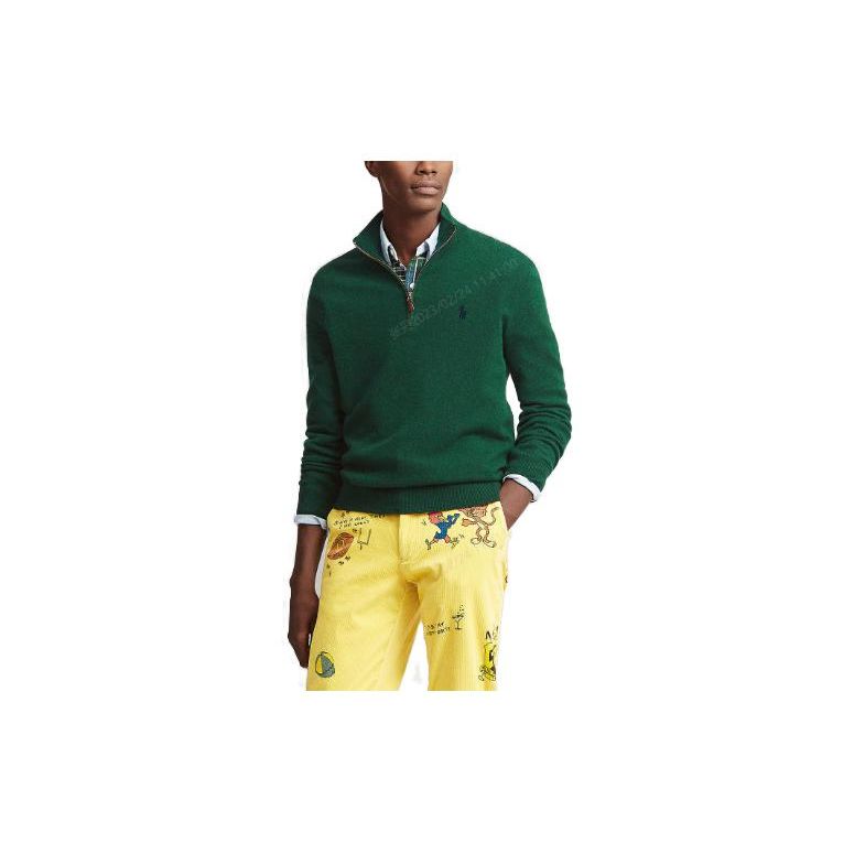 Polo Ralph Lauren Ss23 Solid Color Logo Embroidered Half-Zip Sweater Men sweater Green 710777743-013